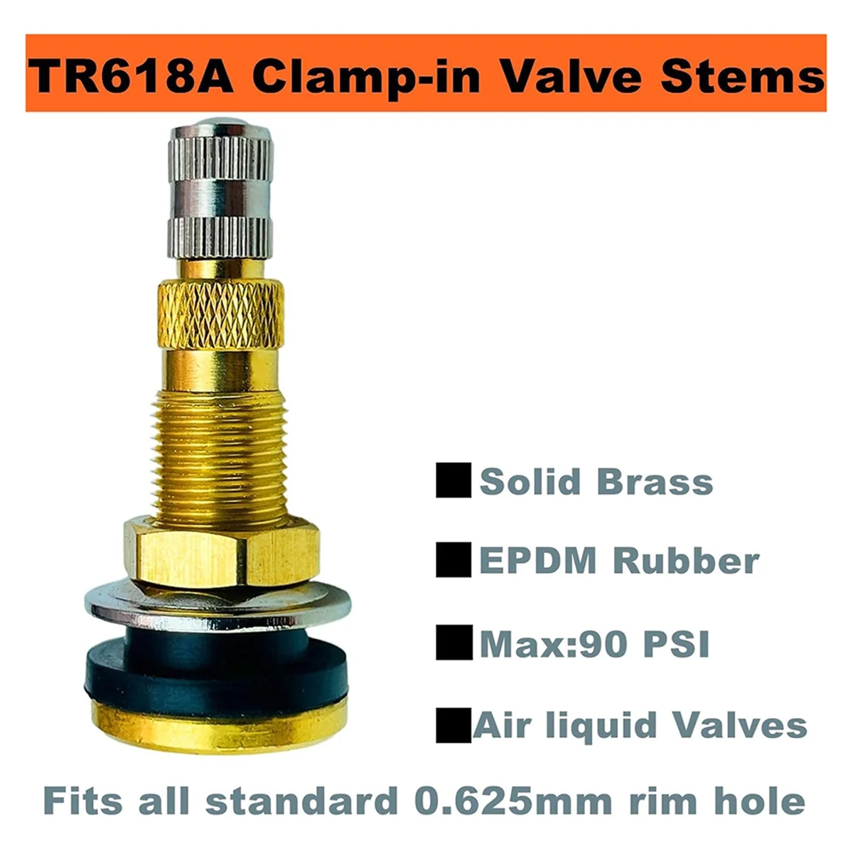 TR618A Tire Valve Stems,Tubeless Air Liquid Tractor Valve Stems for Tubeless Tires, Industrial Agricultural Wheels