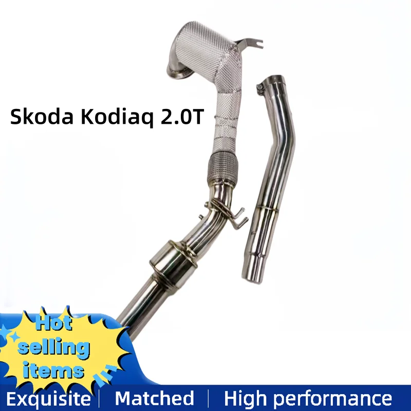 Stainless steel exhaust downpipe with insulation layer suitable for Skoda Kodiaq 2.0T 2017-2023 exhaust system