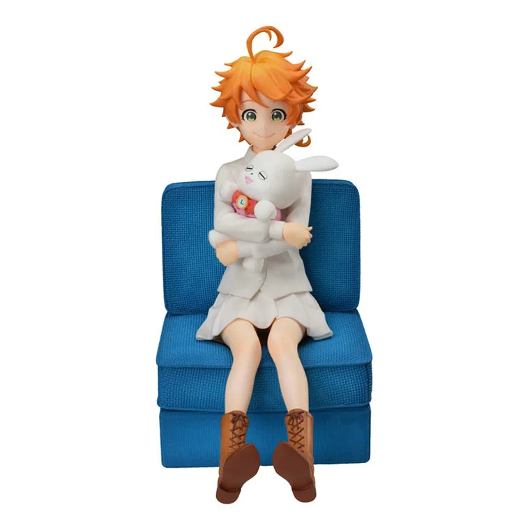 Kawaii Emma Norman Ray Sofa Sitting 13cm Figure Model Ornaments Kids Toy Gift Anime Figurine The Promised Neverland Collect Doll