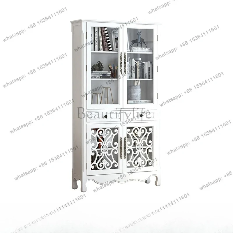 PG American country bookcase, shelf with glass door, four-door storage cabinet