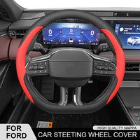 For Ford Focus Mondeo Raptor Puma Edge Explorer Ecosport Ranger F150 Kuga Mustang Car Learher Anti-slip Steering Wheel Cover