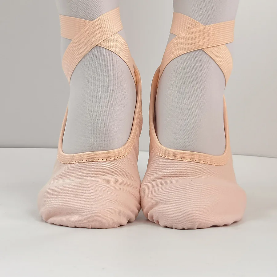 Mulheres lona sapatos de balé chinelos de balé profissional tiras elásticas sapatos de balé adulto feminino yoga ginásio ginástica sapatos de dança