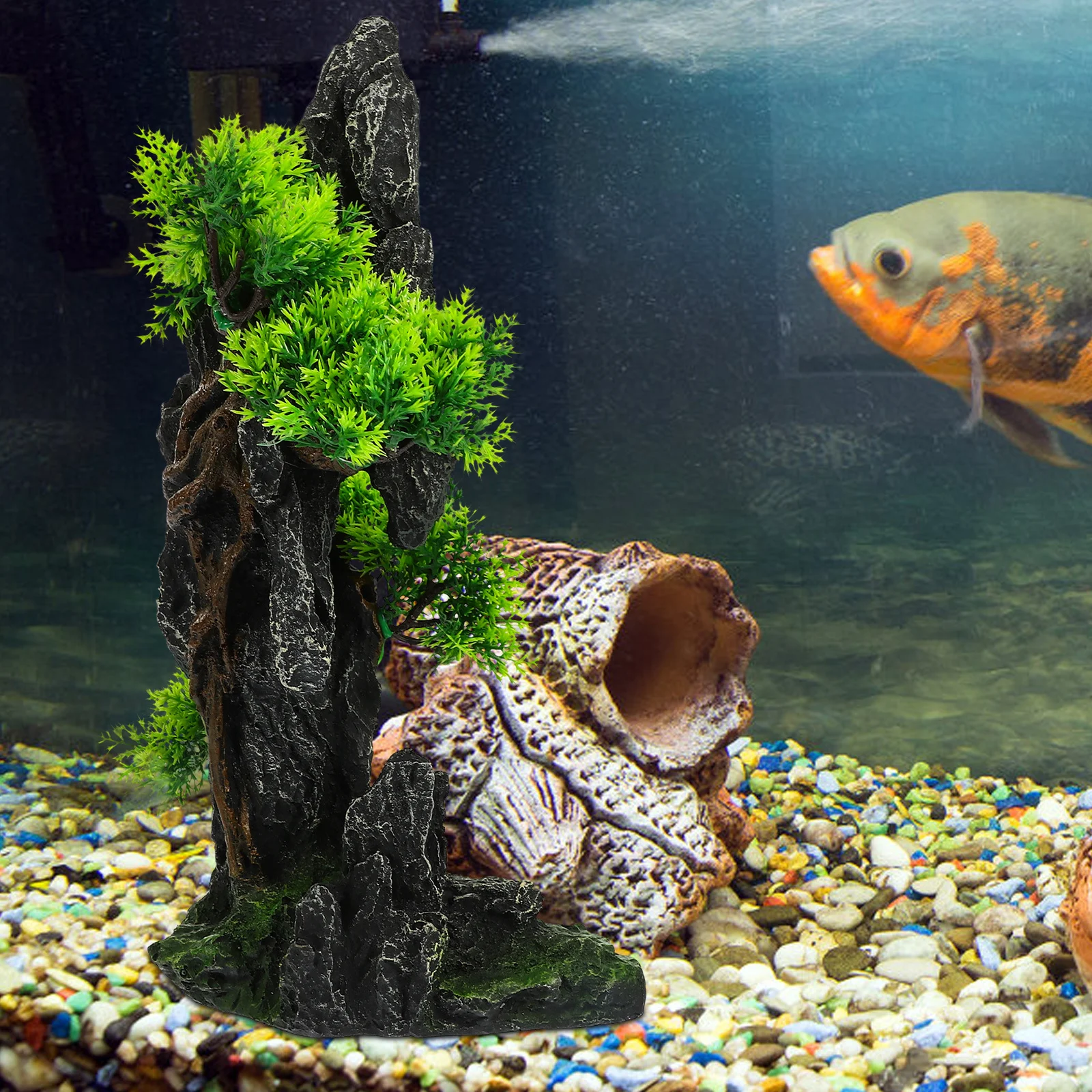 

Fake Mountain Decor For Fish Tank Resin Rockery Statue Simulation Landscape Ornament Aquarium Decorations Large Tall Stable