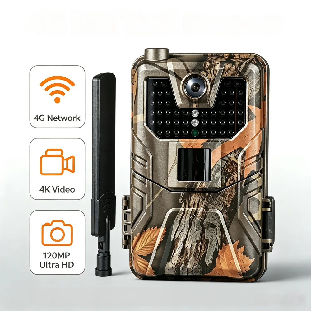 4G 120MP 4K APP Wildkamera 4K Live-Übertragung KOSTENLOSER Cloud-Service Jagd-Fotofallen Wildtierkameras Nachtsicht HC900PRO