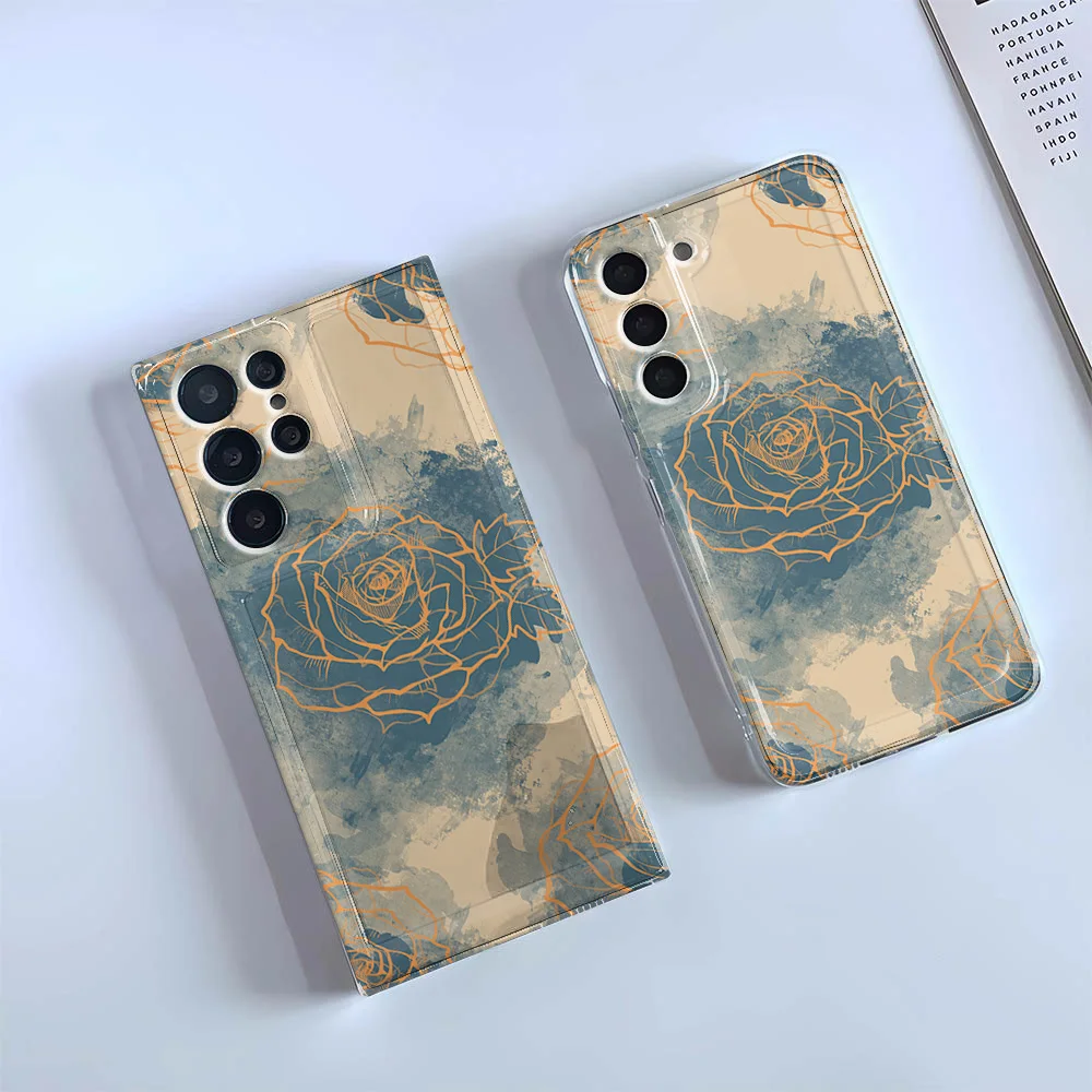 A32 A13 A52 Golden Flowers Phone Case For Samsung A10 A10S A20S A12 On Samsung A51 M40S A71 A14 Funda Case Shell Cover Coque