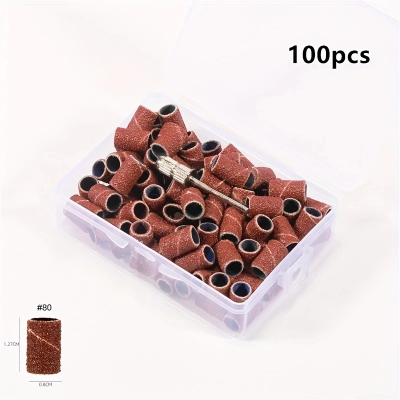 100pcs 5mm Tungsten Sanding Bands for Nail Art - 80/120/180 Grit - Nail Drill Bits for Manicure and Pedicure -   and Durable