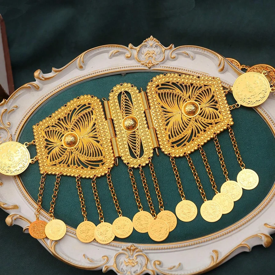 سلسلة خصر نسائية مطلية بالذهب على الطراز العربي في الشرق الأوسط وحزام شرابة لإكسسوارات مهرجان الزفاف #4