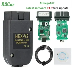 Лучший сканирующий инструмент 24,7 For VaG COM для V-w Adi/Skod ATMEGA162 VAG HEX-V2, USB-интерфейс, многоязычный диагностический инструмент OD/S