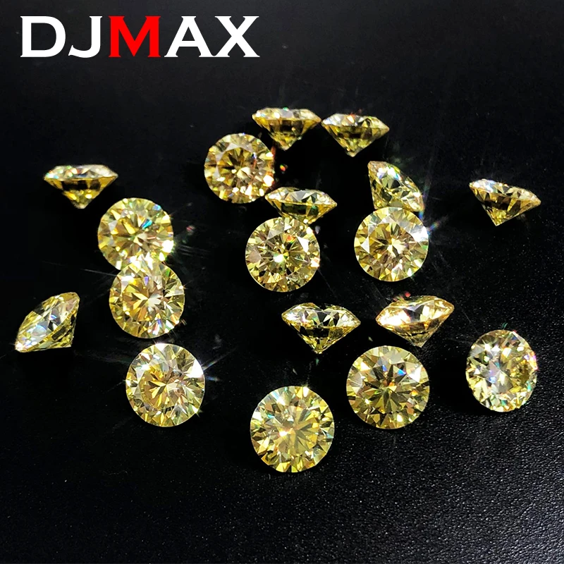 DJMAX VVS1 Excellent Cut Moissanite Diamonds 3-14mm Rare Lemon Yellow Color Moissanite Loose Stones