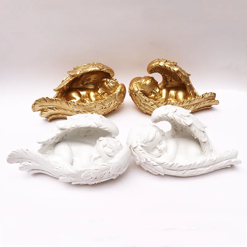 European Gold Cute Resin Angel Small Ornaments Birthday Gift insWind Creative Car Soft Decorative Ornaments