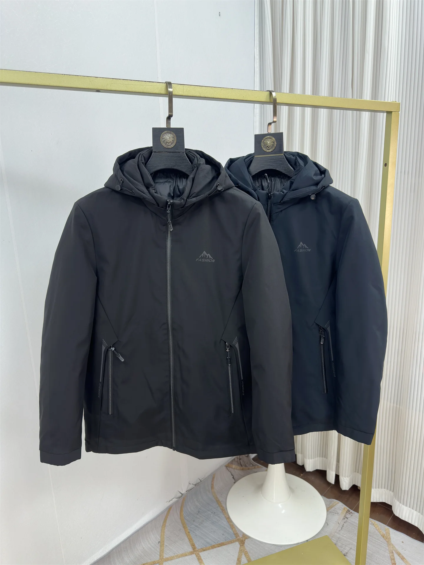 

Men's Casual Winter Jaet Windproof Warm Du down Vest Removable Hat Polyester Fiber Long Sve Zipper Closure Regular Fit