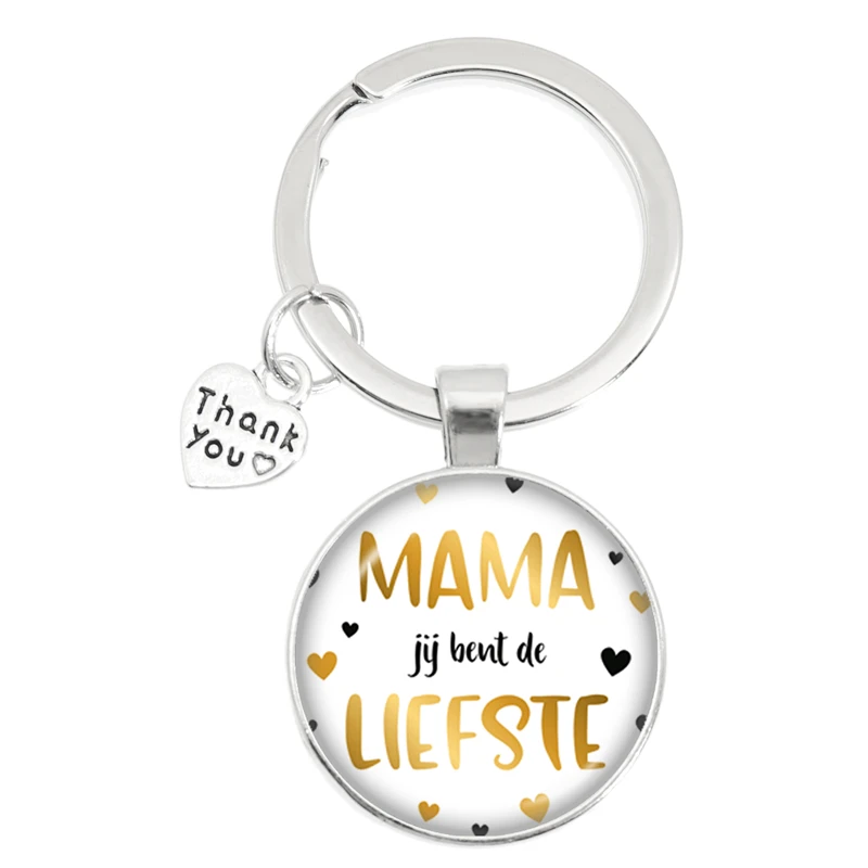 Thank Voor De Liefste JUF Glass 25mm Convex Keychain BEDANKJE VOOR JOU Characters Teacher's Day Jewelry Gift