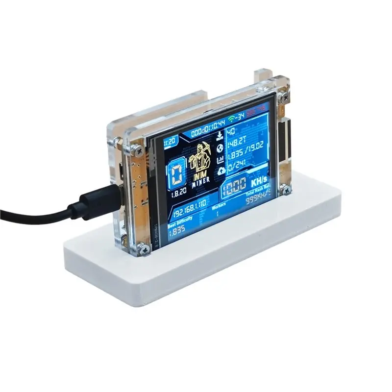 

New!Nerdminer+ BTC Crypto Solo Miner 1X 1000KH/S Nmminer 1 Slot Stand Upgraded Harshrate 2.8" Smart Display Lotter Lotto