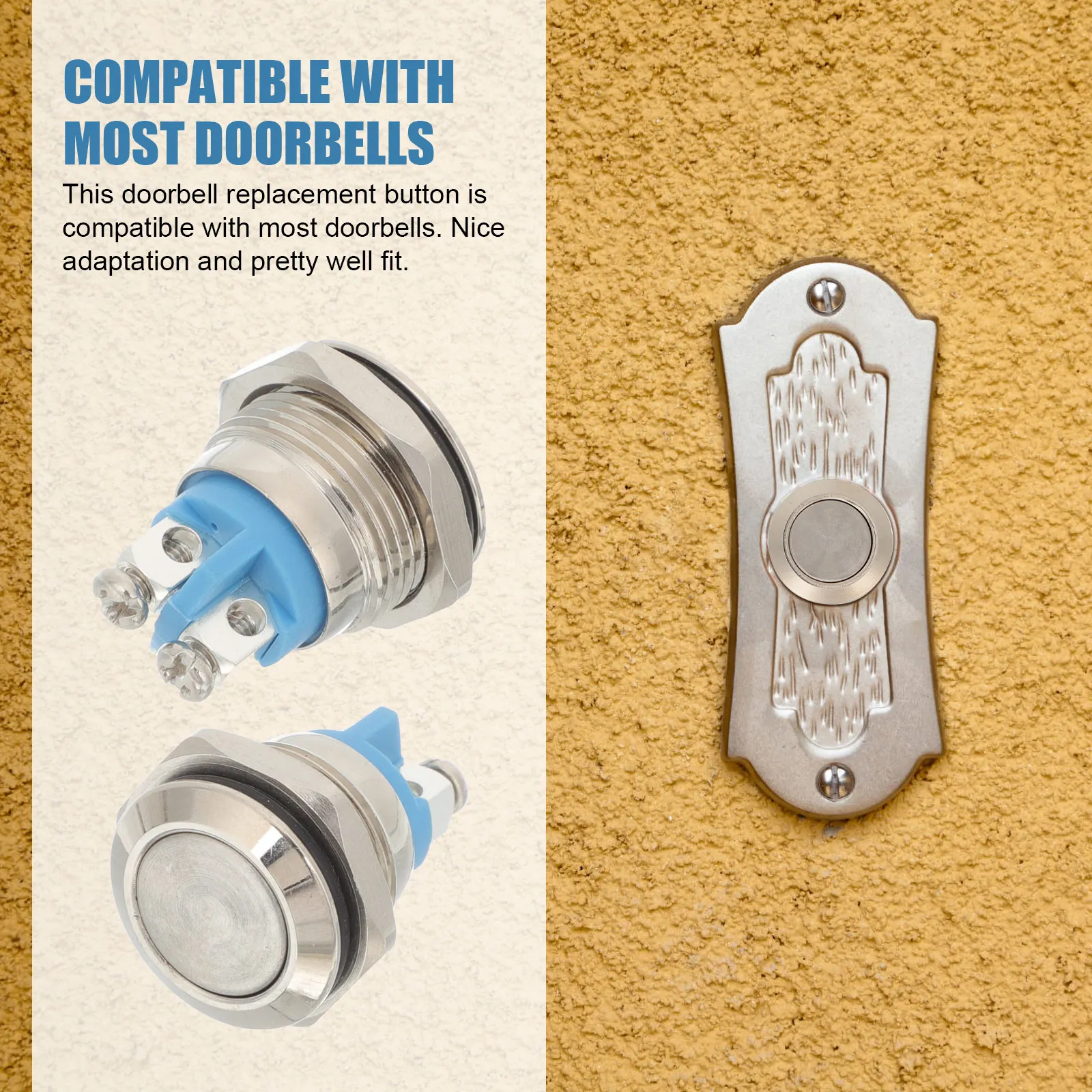 

2pcs Doorbell Replacement Parts Corrosion Resistant Durable Bell Push For Front Door Doorbell Button Only Sturdy Apartment