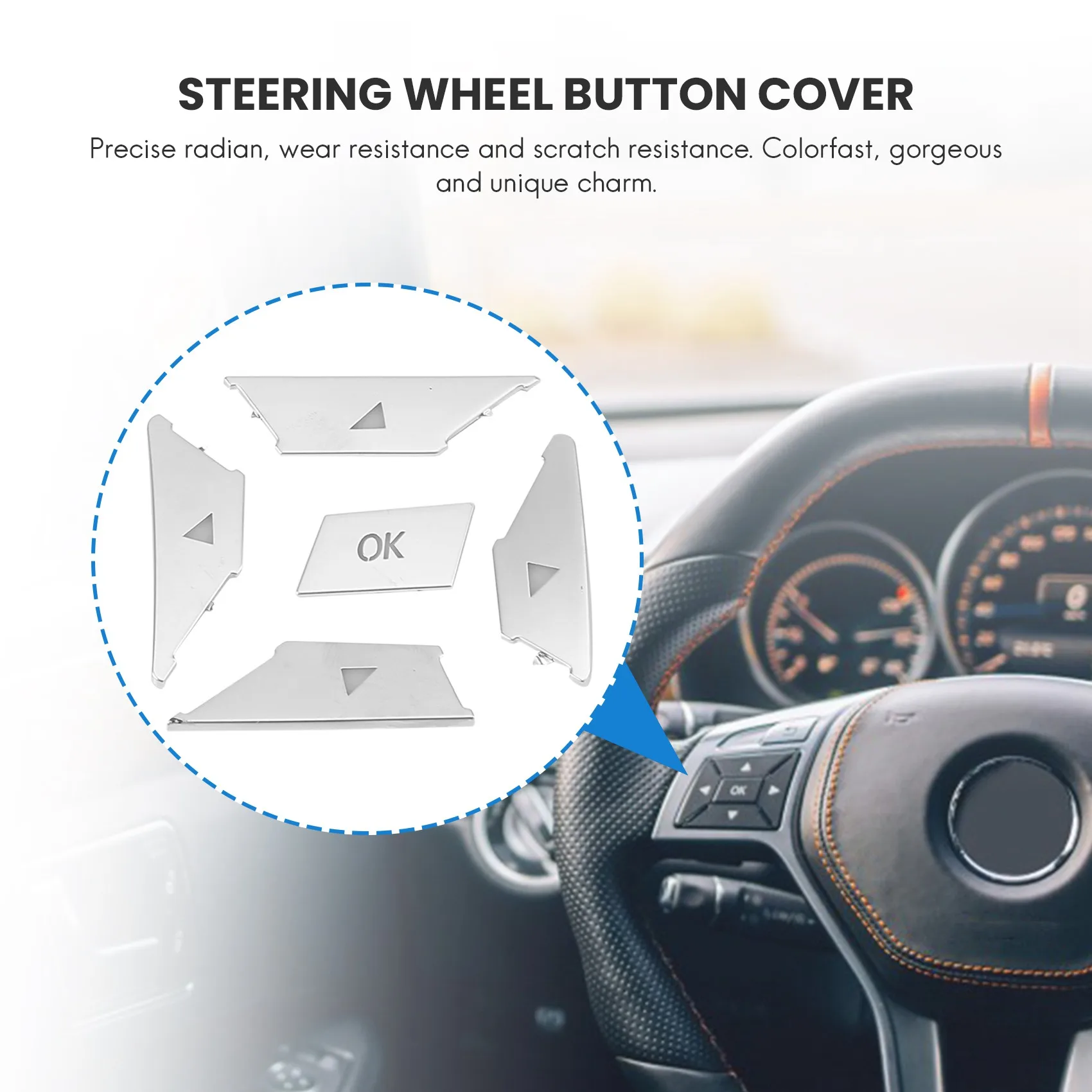 Steering Wheel Button Switch Trim Cover Sticker For Mercedes Benz A B C E Ml Gl Cla Gla Glk Sl Slk Class W176 W246 W212 W204