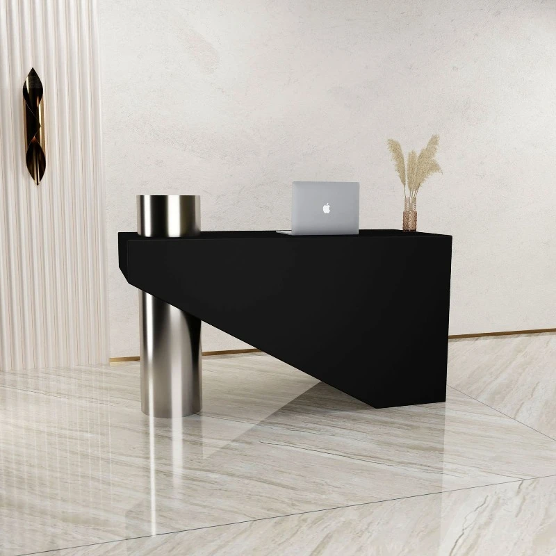 Modern Simple Stainless Steel Bar Table for Clothing Store Small Company Reception Desk Counter Check out Page Design