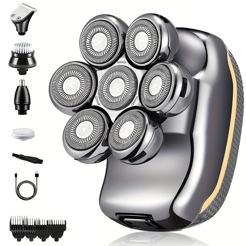 

A55X-6 In 1 Men's Electric Heads Shaver Rechargeable Cordless Hair Shaving For Bald Man Waterproof Wet Dry Beard Trimmer