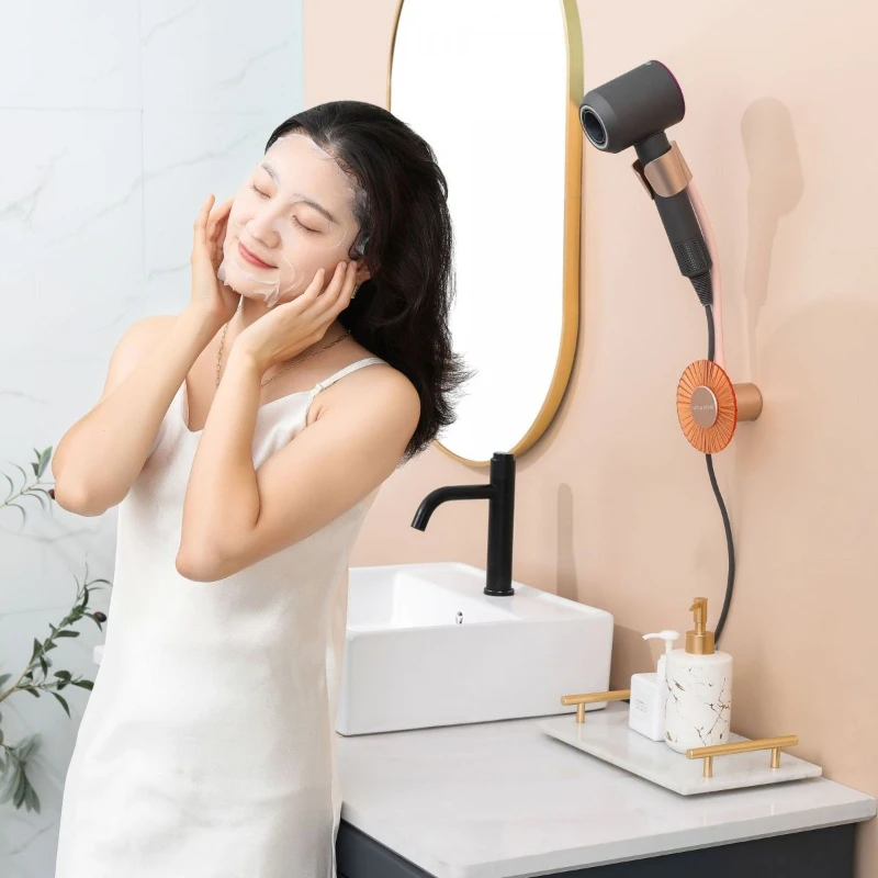 

Lazy light luxury hair dryer bracket hands-free fixed hair dryer free hands hair dryer wall mount bathroom storage rack