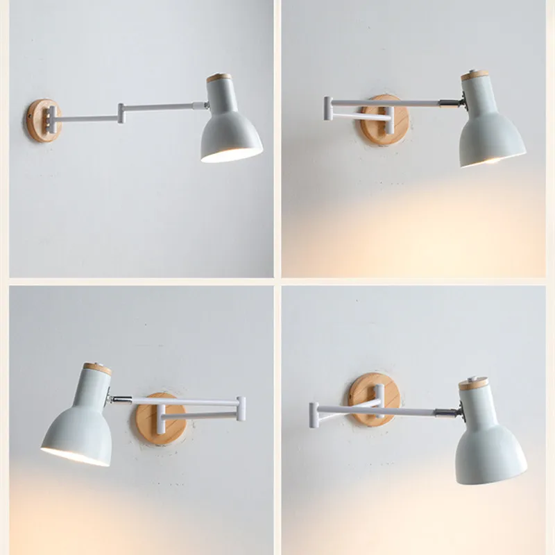 Imagem -05 - Lâmpada de Parede Led Nórdica para Sala de Estar Lâmpada de Cabeceira White Spotlight Modern Reading Wall Sconce Long Pole Swing Arm Wall Light