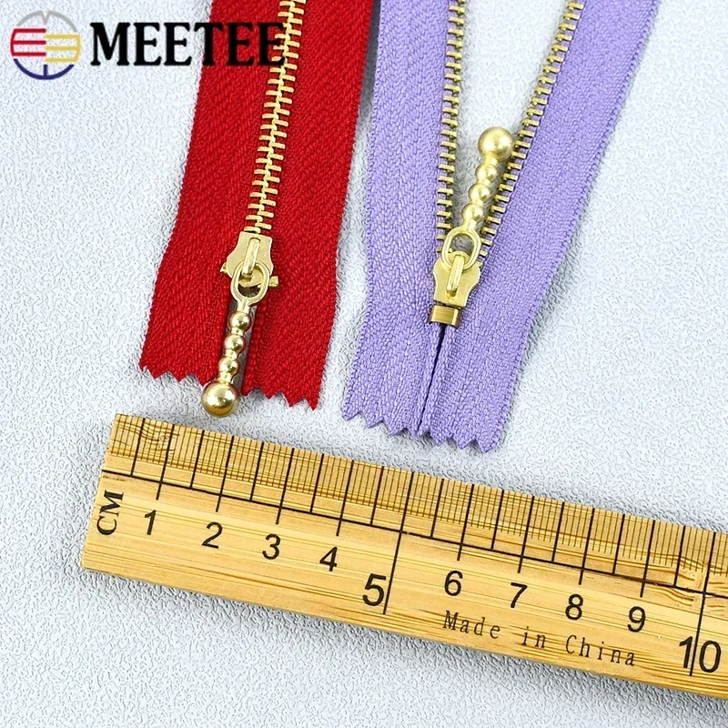 5/10/20Pcs Meetee 3# 12-40cm Close-end Zip Metal Zipper Clothes Auto Lock Zippers Jeans Pocket Zips Repair Tailor DIY Accessory