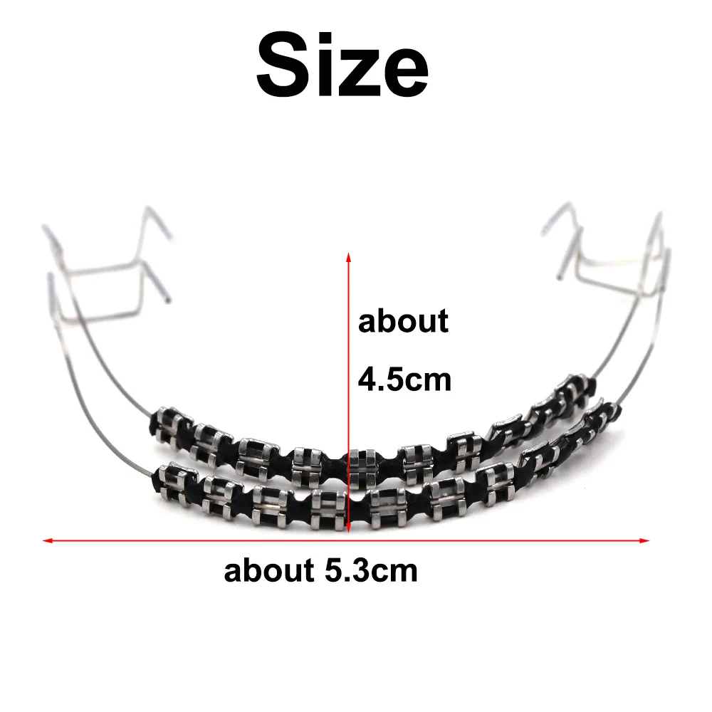 Modisches Fake-Zahnspangen-Set – Bunte kieferorthopädische Ligaturbinder und Metallklammern |   Sicher und bequem |   1 Paar
