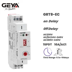 GEYA GRT8-EC 10A on Delay or off Delay Timer Relay AC220V/DC24V AC380V ACDC24V-240V Time Relay CE CB ROHS