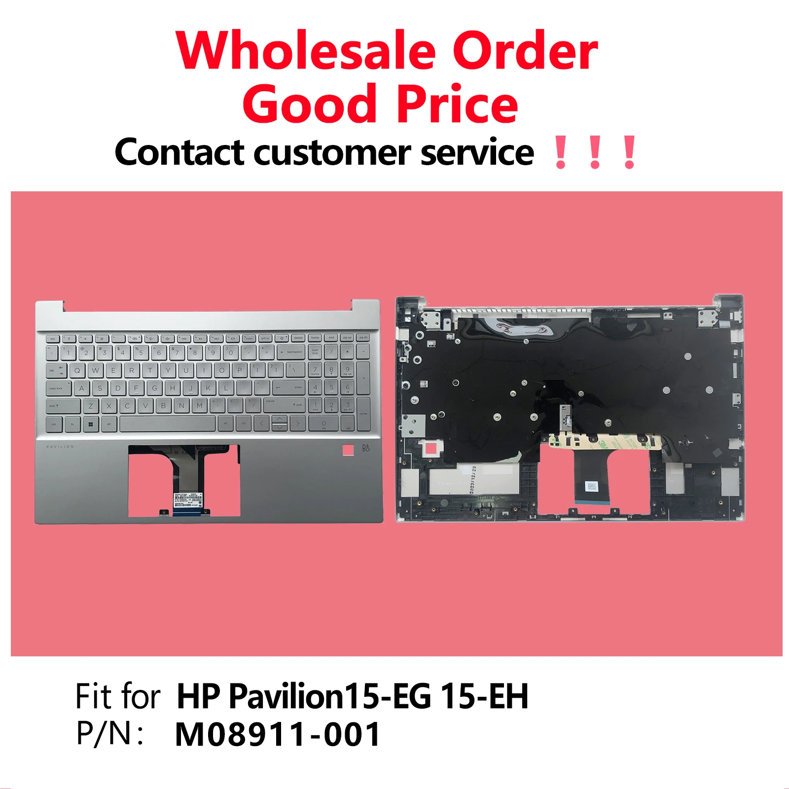 

HP Pavilion 15-EG 15-EH 15.6" Palmrest Keyboard US-English Backlit with Fingerprint Hole M08911-001 Silver