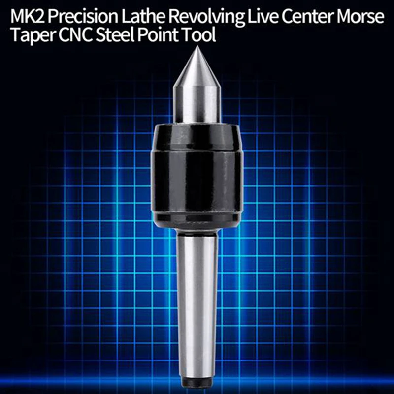 MK2 60-Degree Precision Lathe Swivel Tailstock Movable Core Steel Tip, Used for Taper CNC Lathe Tools for Machine Tools