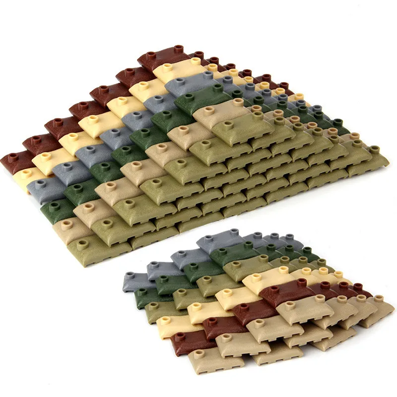 100pcs Sandbag Building Block Toy, Multifunctional Sandbag Obstacle Trench Bricks Military Scene Accessories Model Gift For Kids