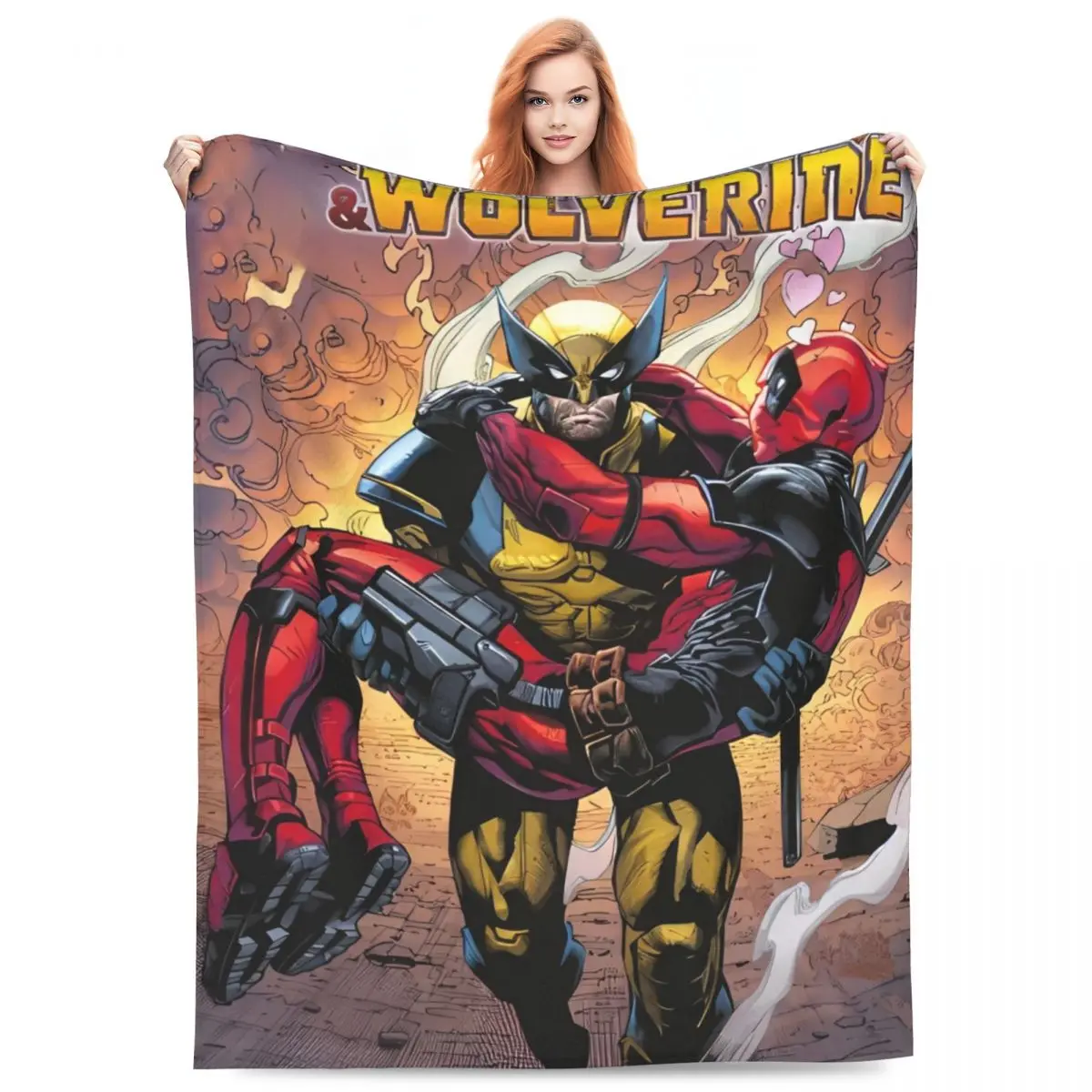 Deadpool & Wolverine Blanket Camping Flannel Bedding Throws For Living Room Warm Custom DIY Quality Bedspread Birthday Gift