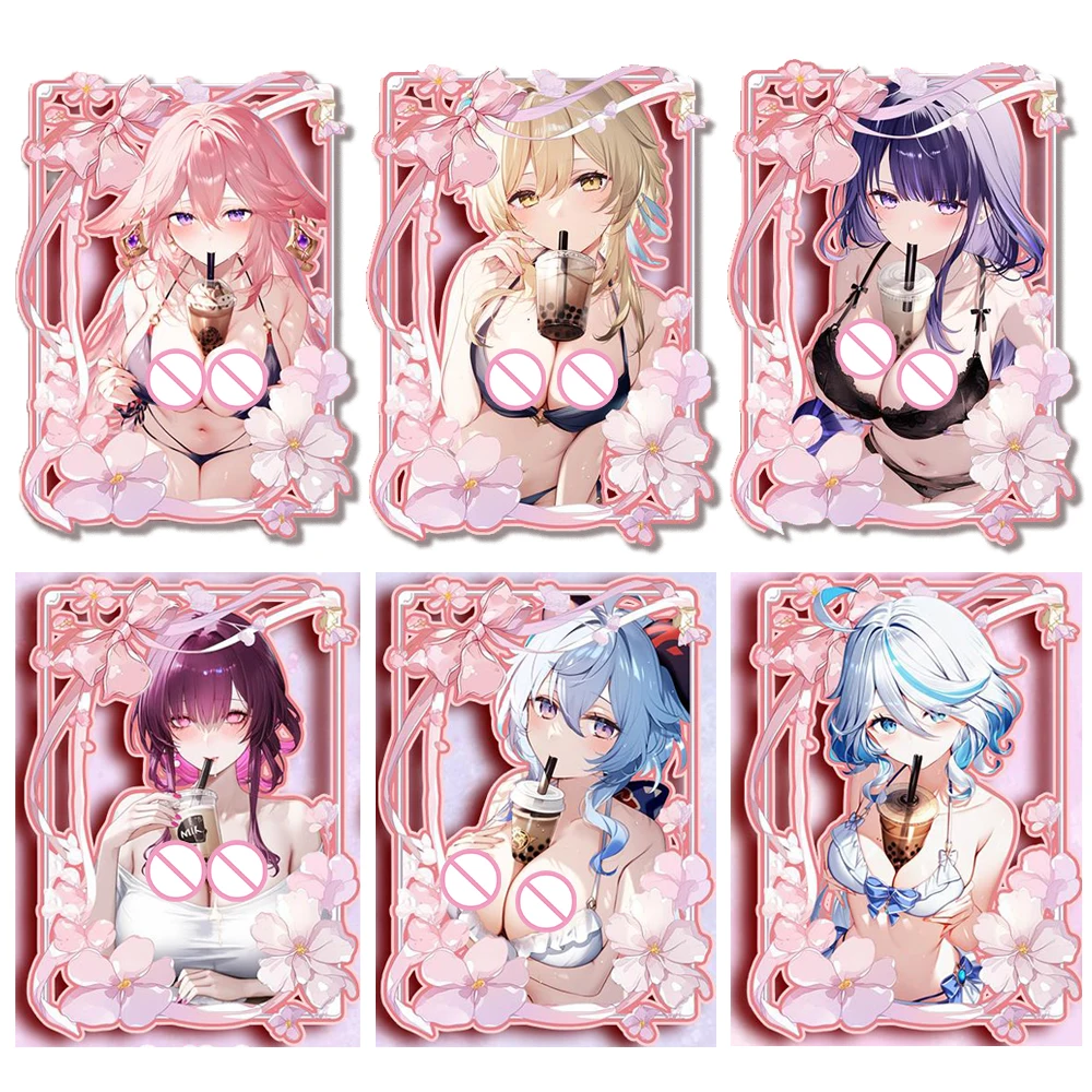 

История богини Raiden Shogun Sangonomiya Kokomi Clorinde Ganyu Funinga Yae Miko Скелет из розового золота металлическая карта Соберите праздник