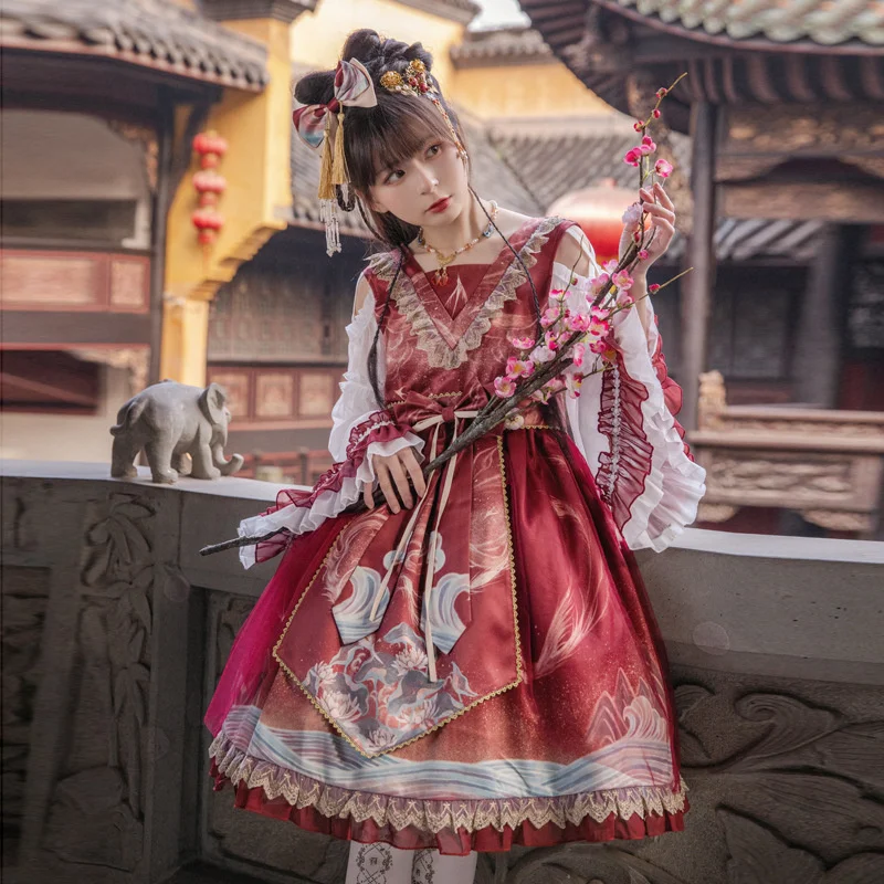 Lolita Dress Chinese Style Long Sleeve Dress Everyday Lolita Dress Goth Dresses Women Lolita