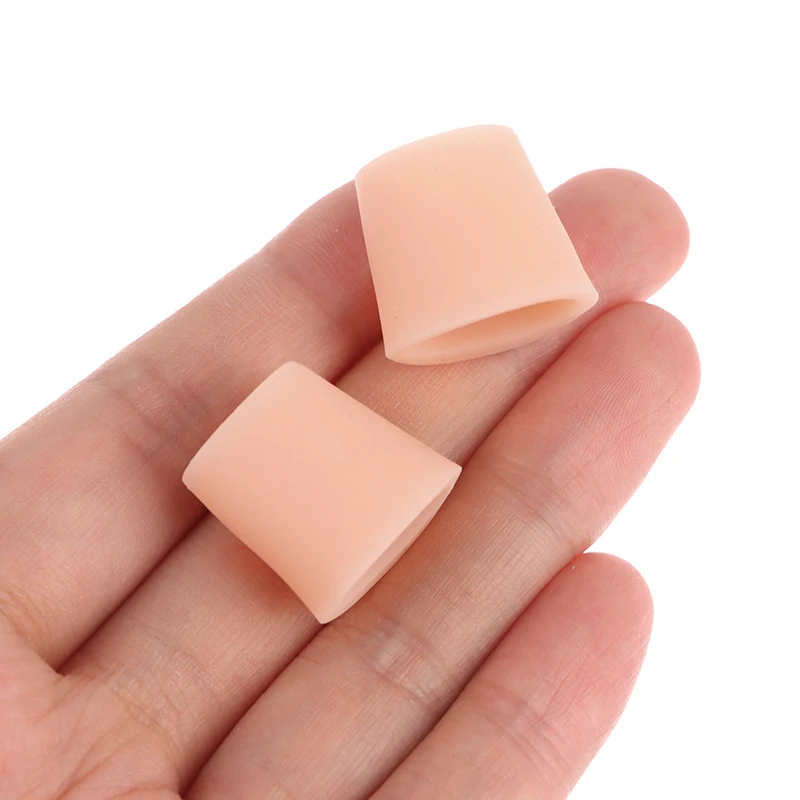 2 pçs silicone pequeno dedo do pé tubo calos bolhas corrector pinkie protetor gel joanete dedo do pé proteção gel manga cuidados com os pés