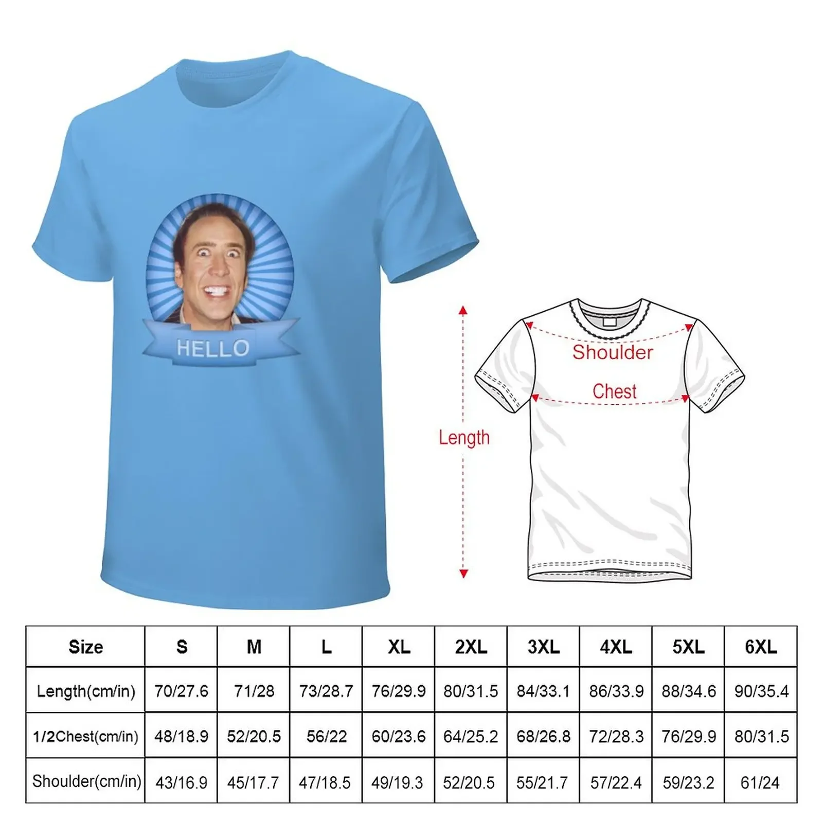 Nicolas Cage - HELLO w/Banner T-Shirt shirts graphic tees oversized customs men clothes