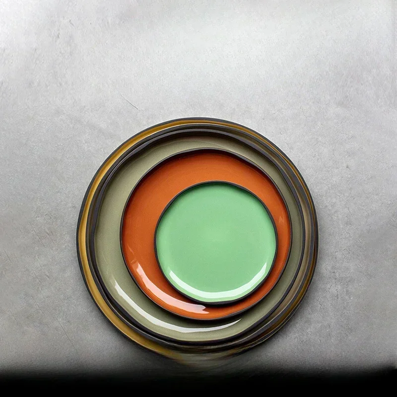 

Colored ceramic plate 8 inch breakfast plate Western tableware salad plate