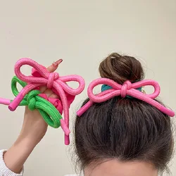 2 pezzi papillon per capelli Scrunchies in raso elastici in tessuto per le donne fascia elastica per capelli supporto per coda di cavallo corda per capelli accessori per capelli