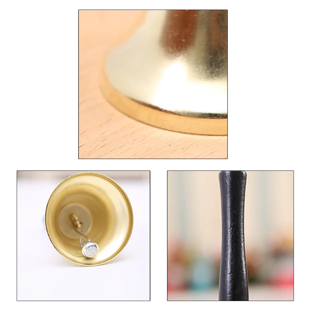 

Hand Bell Metal Golden Christmas Santa Handbell Festive Party Decor Kids Gift Iron Wooden Handle Lightweight