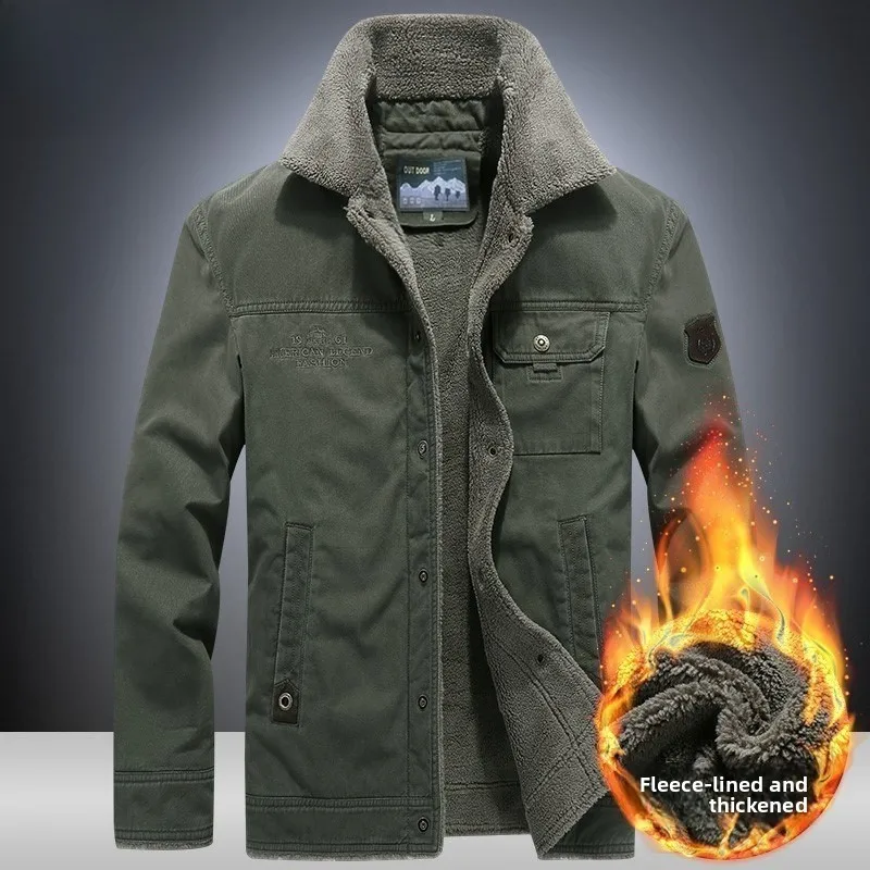 

Мужская зимняя утепленная куртка из хлопка на флисовой подкладке, большого размера, свободного кроя, в рабочем стиле, с множеством карманов, модная повседневная куртка
