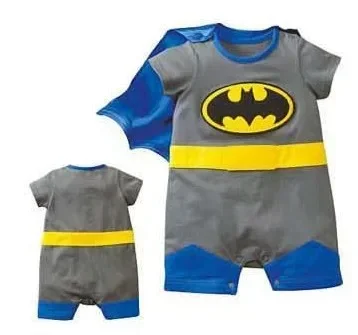 DC Anime Figure Batman Superman Superhero Baby Cosplay Costume With Cloak Cotton Embroidery Baby Romper Birthday Gifts