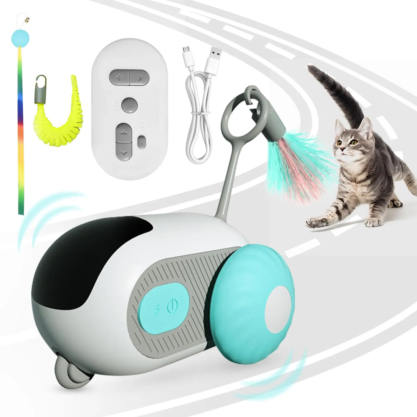 Pet Gravité Intelligente Voiture de Course pour Intérieur Ennuyé Chats Robot Rc Chat Stimulation Mentale Jouets Usb Rechargeable Pet Jouet