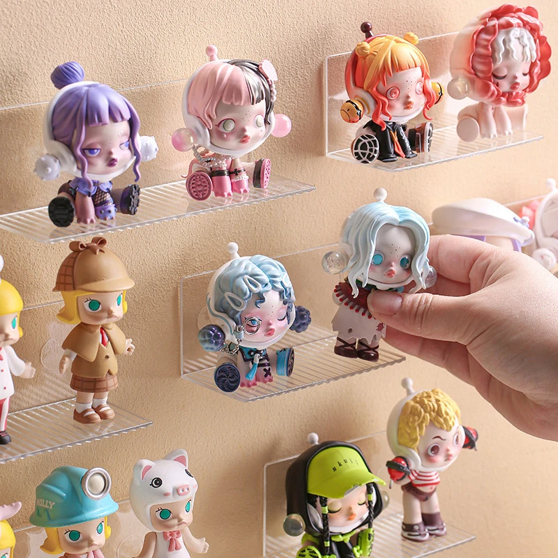 Self-Adhesive Transparent Acrylic Wall Mounted Figures Display Storage Rack DIY Toy Stand Aromatherapy Holder