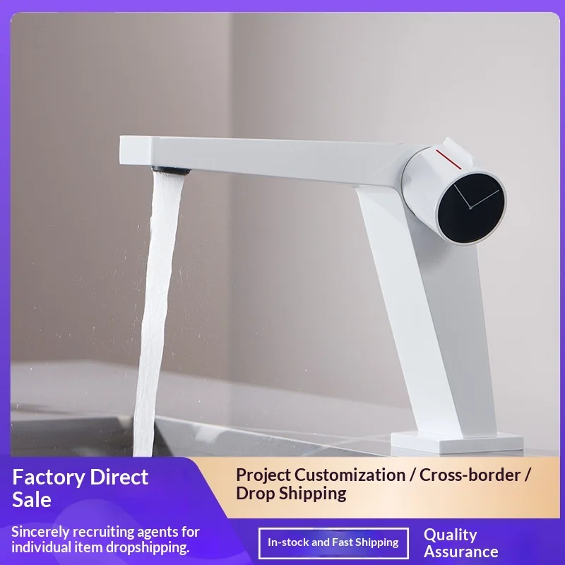 

Copper basin faucet bathroom bathroom cabinet sink basin hot and cold water faucet simple white MT2304