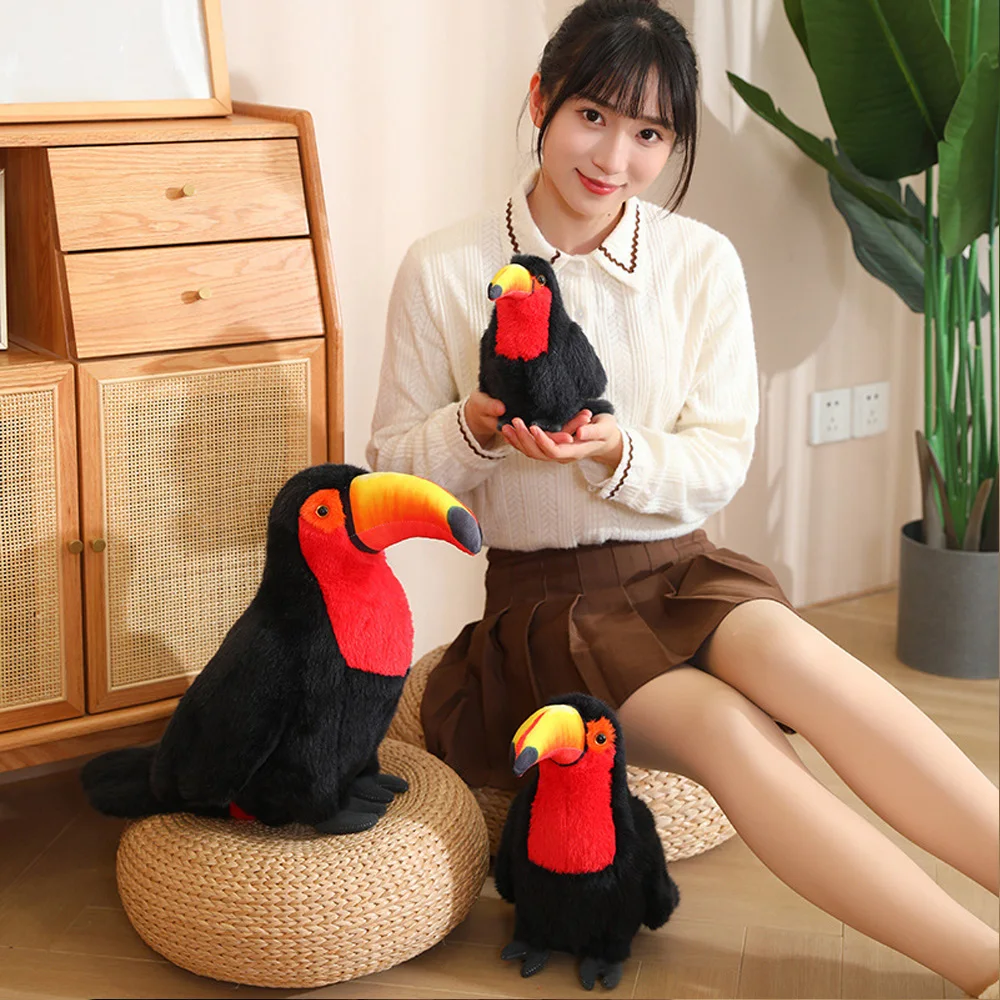 Simulated Vivid Toco Toucan Plush Toys Cute Colorful Ramphastos Toco Stuffed Animated Bird Dolls Cute Home Decor Birthday Gifts