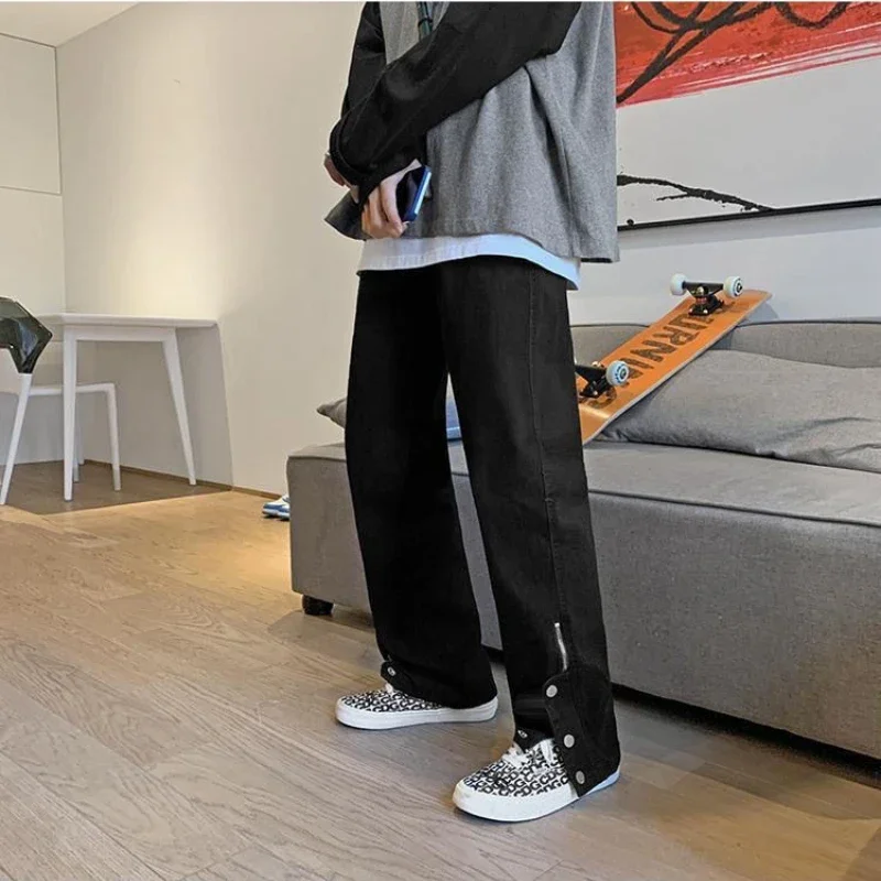 

Jeans Women Vintage Hip Hop Trousers Streetwear Fashion Denim Youth Y2K Autumn Zipper Korean Split Retro Gothic Punk Casual BF