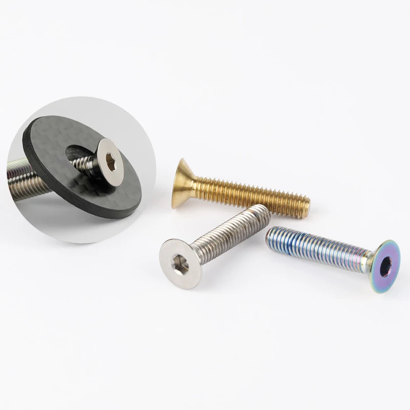 Deemount Bicycle Headset Bolts Titanium M6*35mm CNC Countersunk Head Full Thread MTB BMX Bikes Stem Top Cap Ti Retaining Screw