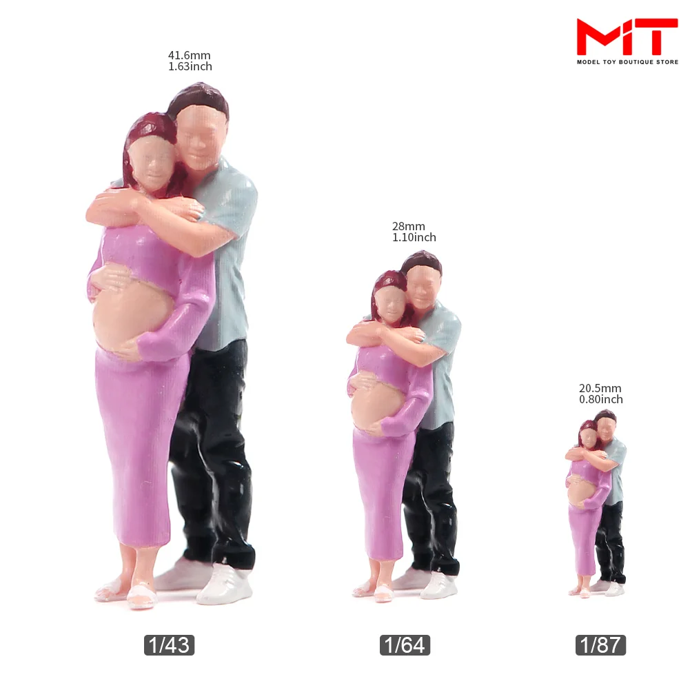 Figuras de miniaturas de pareja embarazada, modelos creativos de fotografía, accesorios de escena para coches de juguete, 1/87, 1/64, 1/43, 1/24