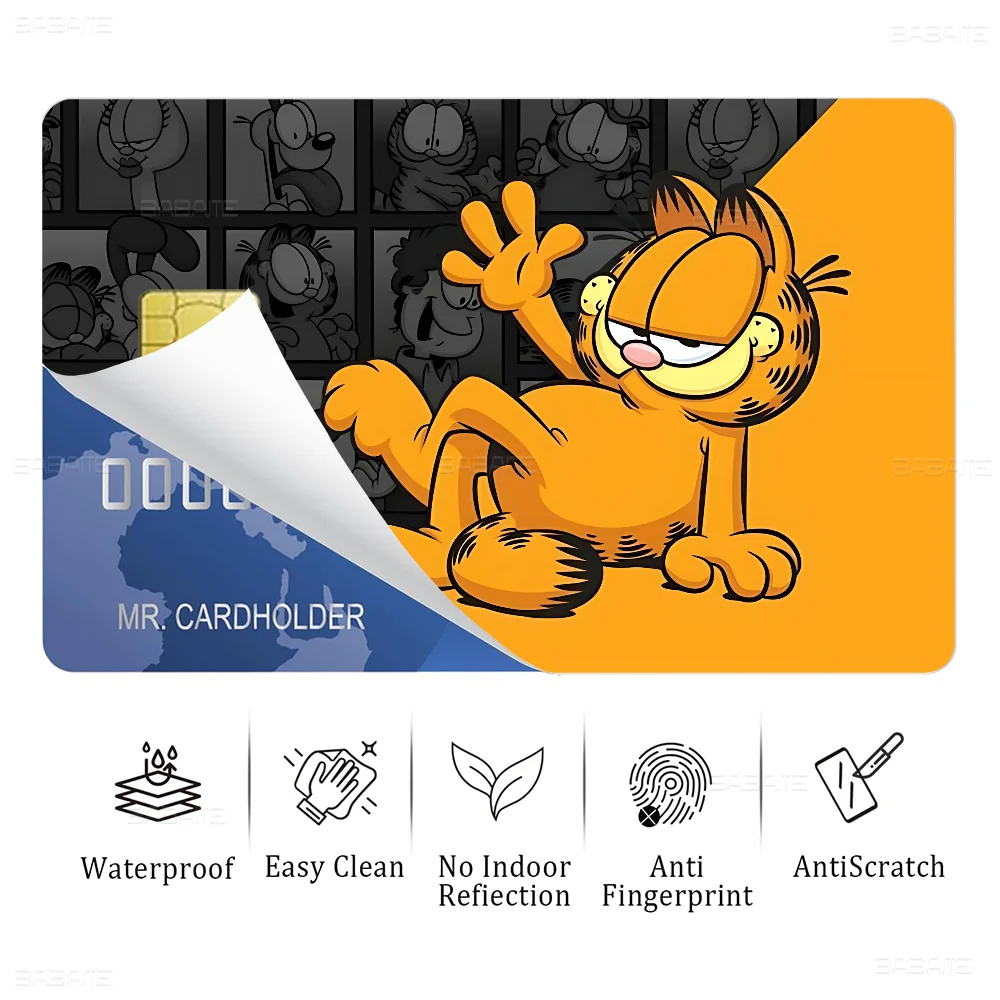 Cartoon G-Garfields Cute 2024 Anime Cartoon Skin Stickers Film Tape Case For Big Credit Debit Card Front Side