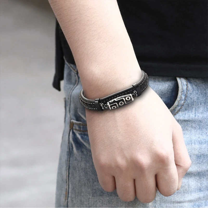 DIY Hand Woven Tianzhu Tibetischen Leder Armbänder Legierung Retro Handgelenk Strap Ethnischen Stil Männer Mode Armband Schmuck – Detail 6