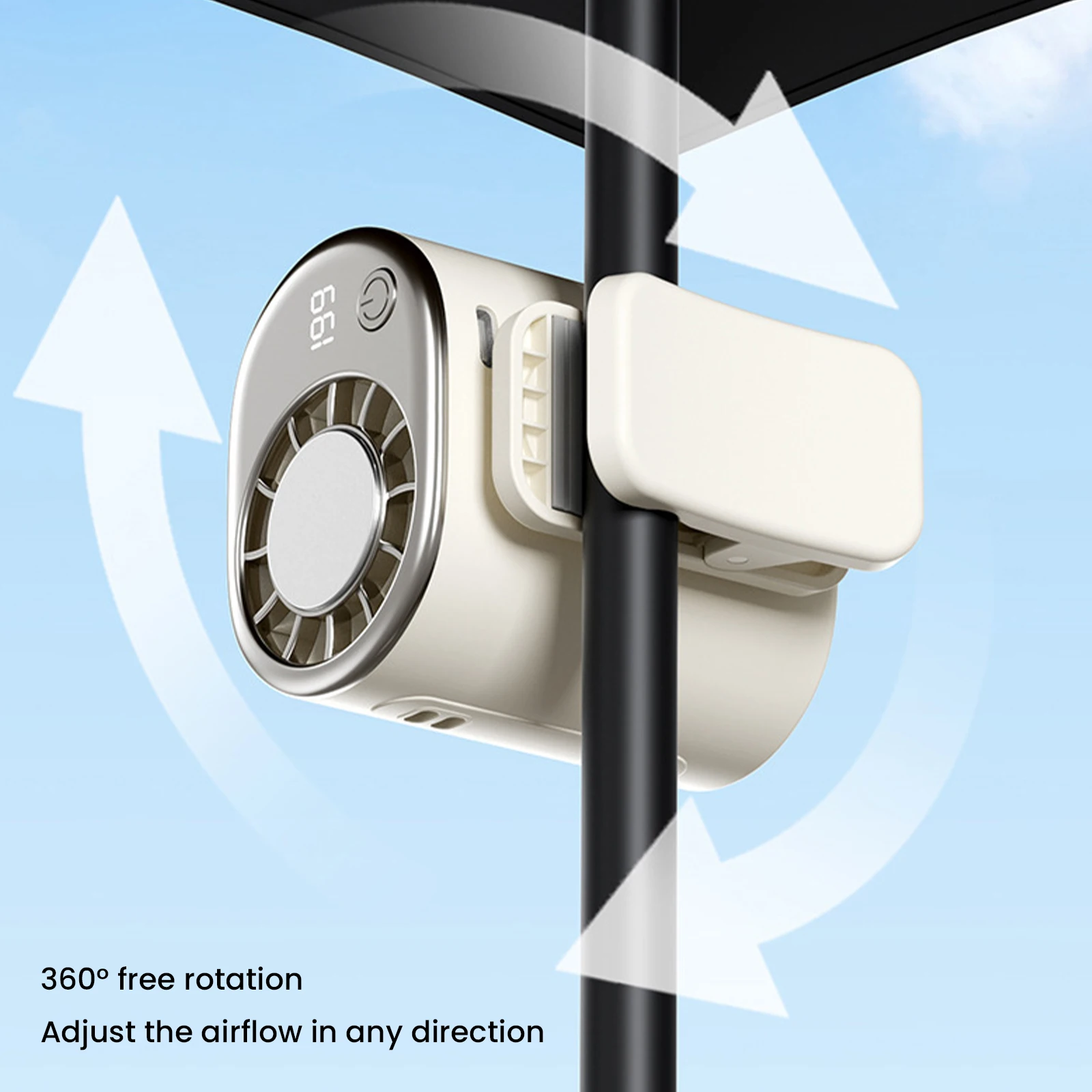 Portable Clip Fan USB Recharge - Umbrella Led Clip ulasan dan harga
