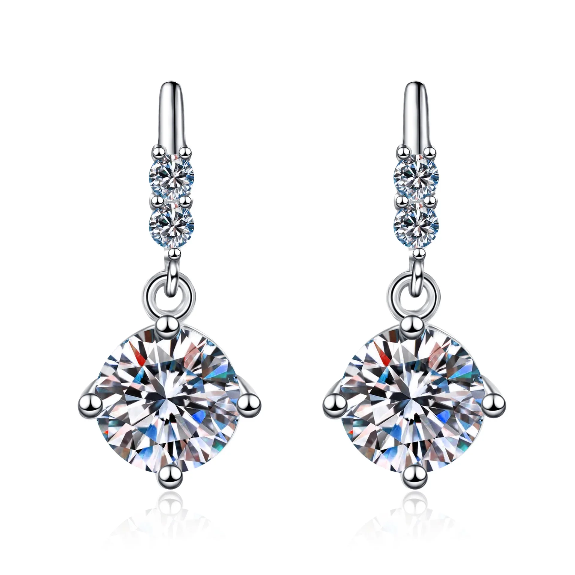 18K Gold Inlaid Women's New 1-carat Moissanite Earrings PT950 Platinum Diamond Fashionable and Simple Jewelry Earrings Jewelry